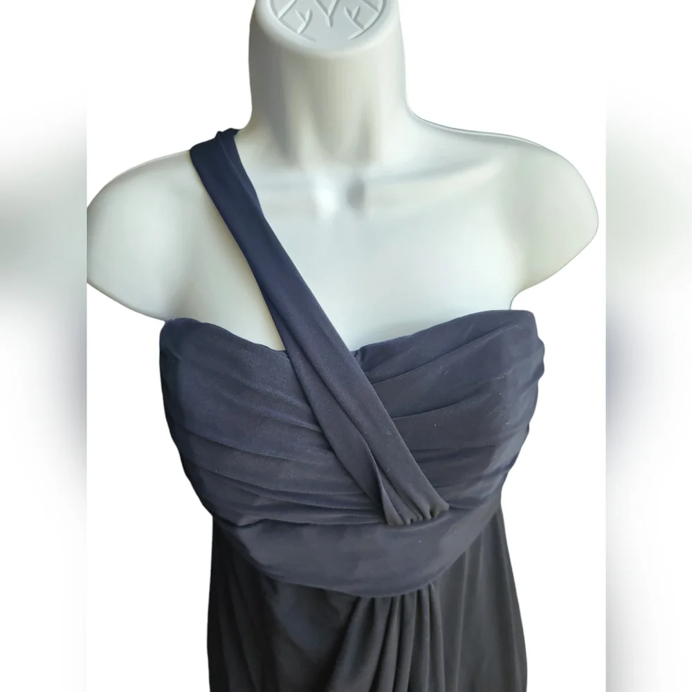 Amsale Navy Blue Long Formal Dress Maxi Sweetheart Neck Wedding Stretch Size 8 - Picture 2 of 4